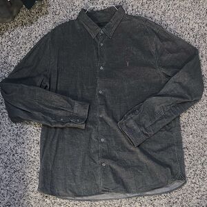 Men's All Saints Dark Greyish black Button-Up Corduroy Shirt. Size XXL.